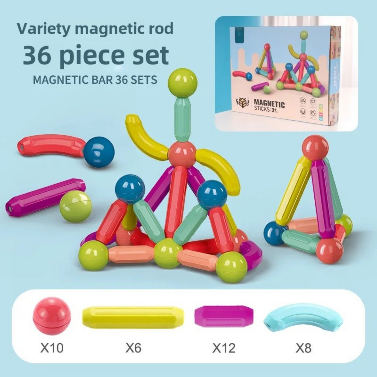 ™Magnetic Sticks / 36 piezas